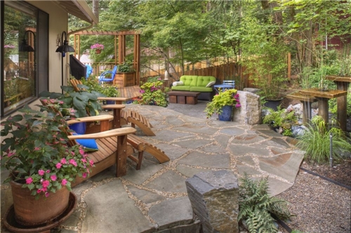 A Gorgeous Atlanta Home's Backyard Featuring a Stunning Patio Hardscape
